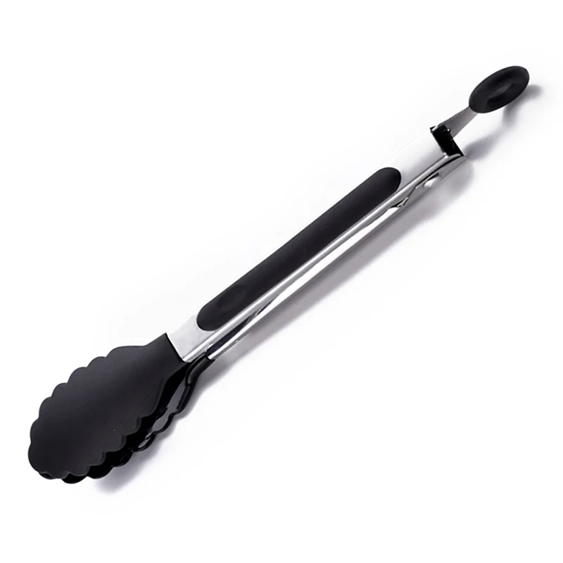 Pince alimentaire en acier inoxydable, pince de cuisine antidérapante en Silicone et Nylon, outils pour salade de barbecue, accessoires de cuisine pour gril: Gris clair