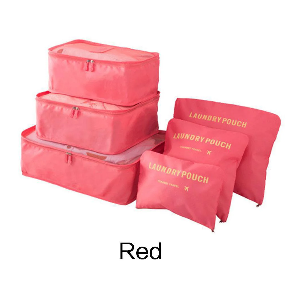 6Pcs/Set Travel Luggage Cubes Set - Foldable Storage Bags for Clothes, Shoes, Underwear, and Accessories, Suitcase Organizer