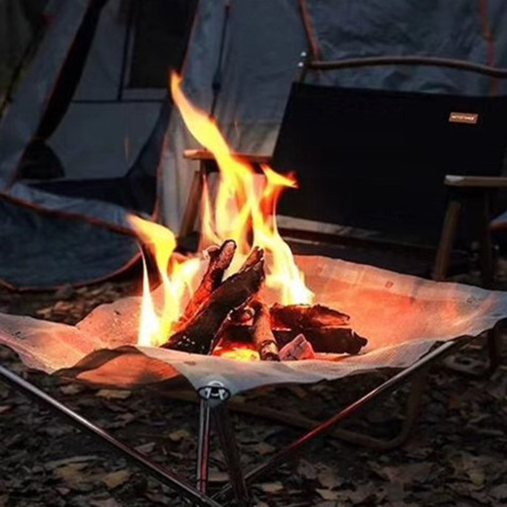 Bonfire Campfire Pit Camping Wood Stove Stand Frame Fire Rack Stainless Steel Foldable Mesh Fire Pit Outdoor Wood Heater Heating