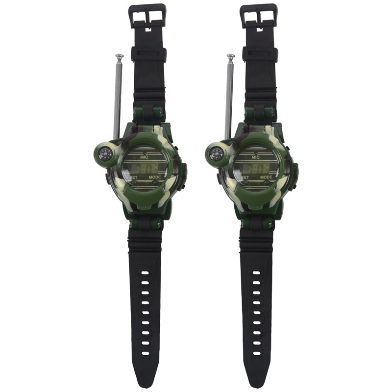1 paar lcd-radio, 150m horloges, walkie-talkie, 7 in -in -1 kinderhorloge, radio, buitenintercom, speelgoed (kleur: groen)