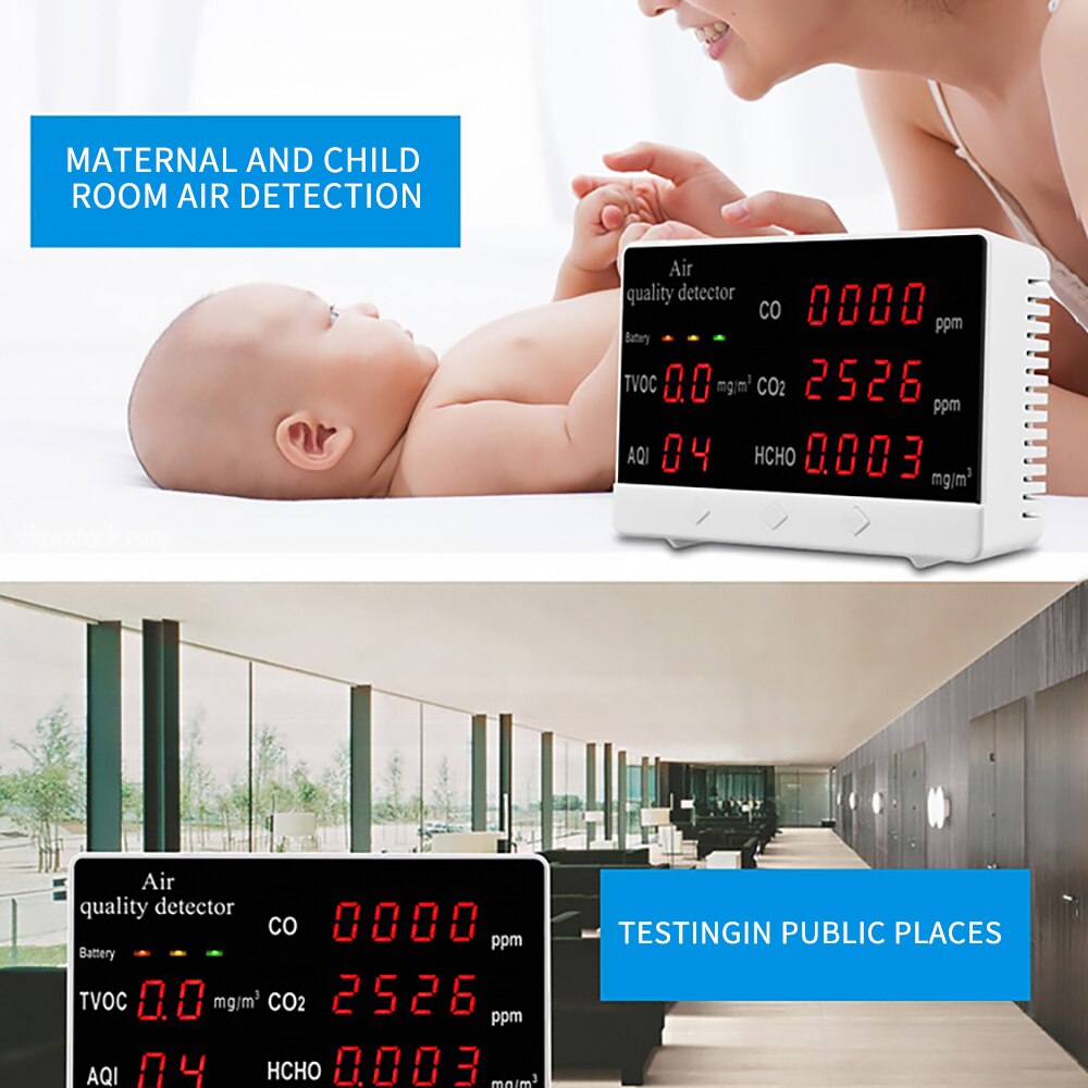 Digital Indoor Air Monitor CO/HCHO/TVOC Tester Multifunctional Household Gas Analyzer