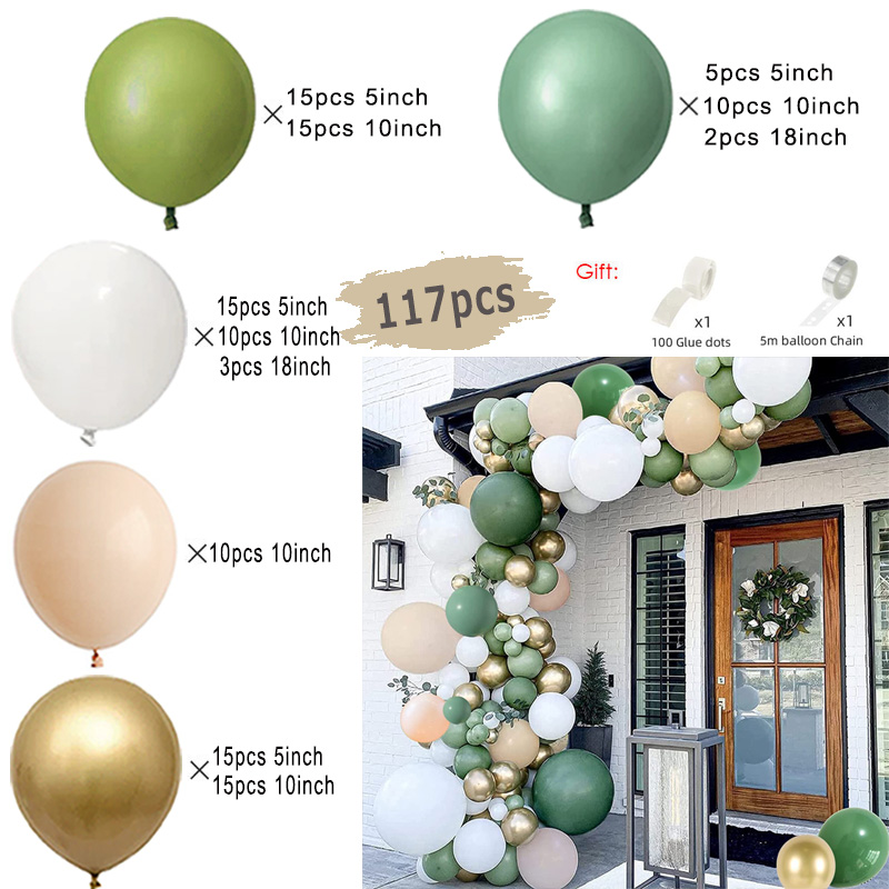 retro GrüNe Ballon Girlande Bogen Bausatz Hochzeit Geburtstag Luftballons Dekoration Party Weiße Luftballons Für Baby Dusche Dekor Liefert