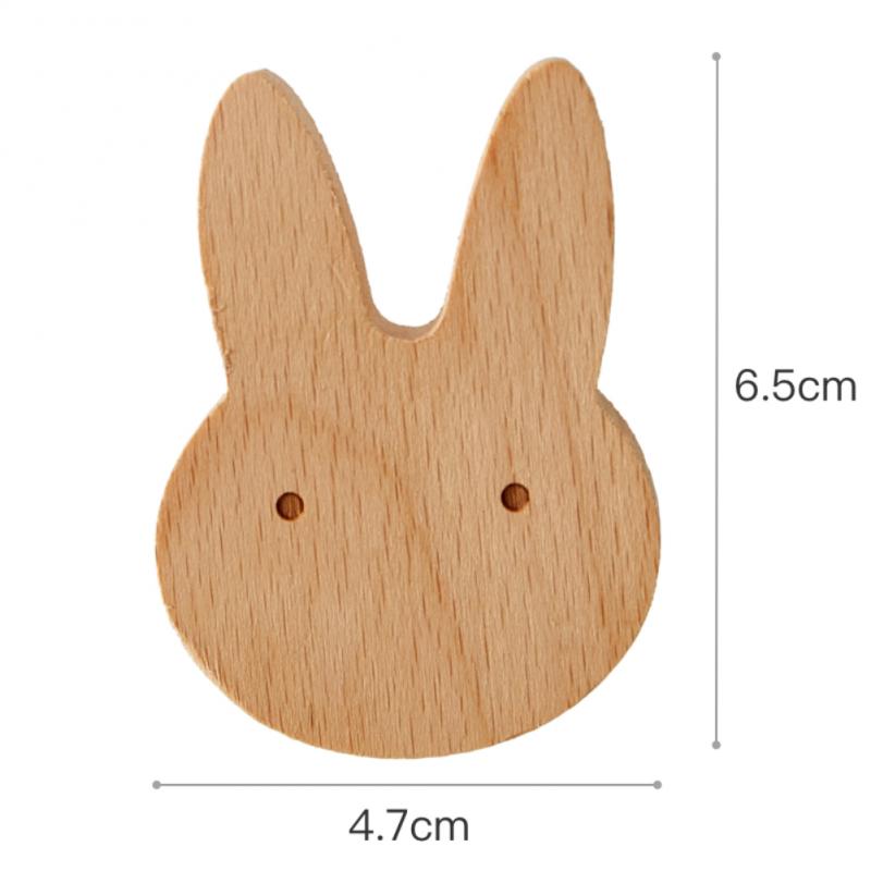 Nordic Style Wood Animal Hook Natural Oak Cute Cartoon Home Decor Door Wall Hook Key Holder Multi Function Modern Storage Hanger: rabbit