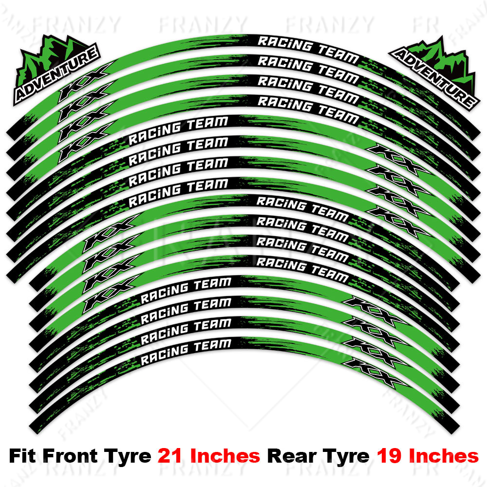 Adesivo para roda de motocicleta, decalque refletivo para aro, fita listrada para kx 250 450 500 125 250x 450x kx250f kx450f 50 anos: Cinza escuro