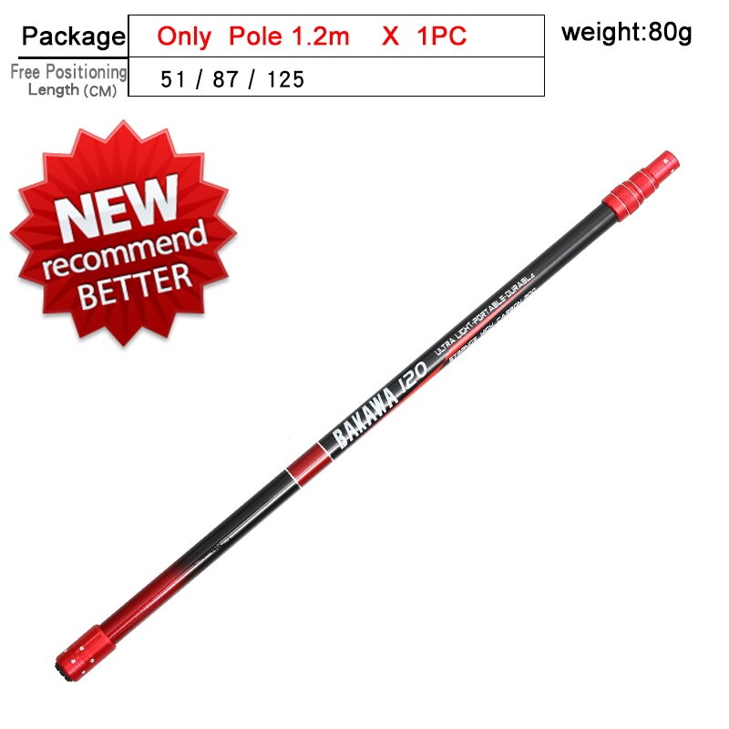 JOSBY 3m 4m 2.1m Fishing Net Fish Landing Net Foldable Collapsible Telescopic Pole Handle Durable Mesh: BKW 1.2 M-only-rod