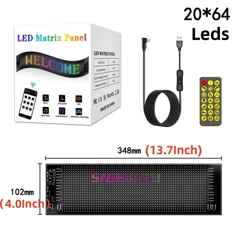 Señal LED multilingüe, ojo de camión, Panel de píxeles de matriz LED para coche, aplicación remota, desplazamiento programable, pantalla de publicidad, 5V