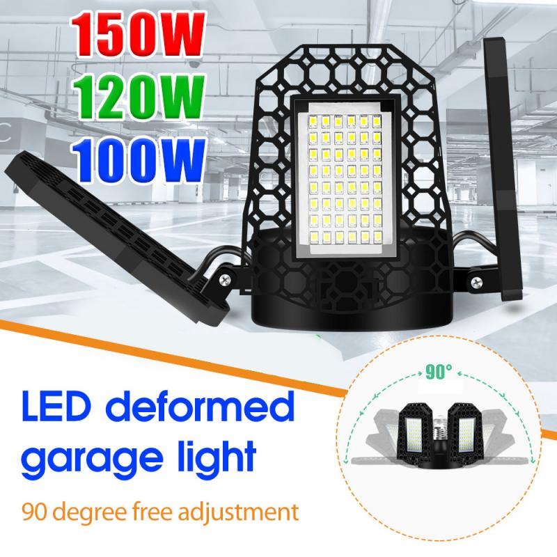 Led Garage Licht Led High Bay Workshop Plafondlamp Magazijn Verlichting Lamp 150W Verstelbare 4 Blad Vervormbare Lamp Voor garage