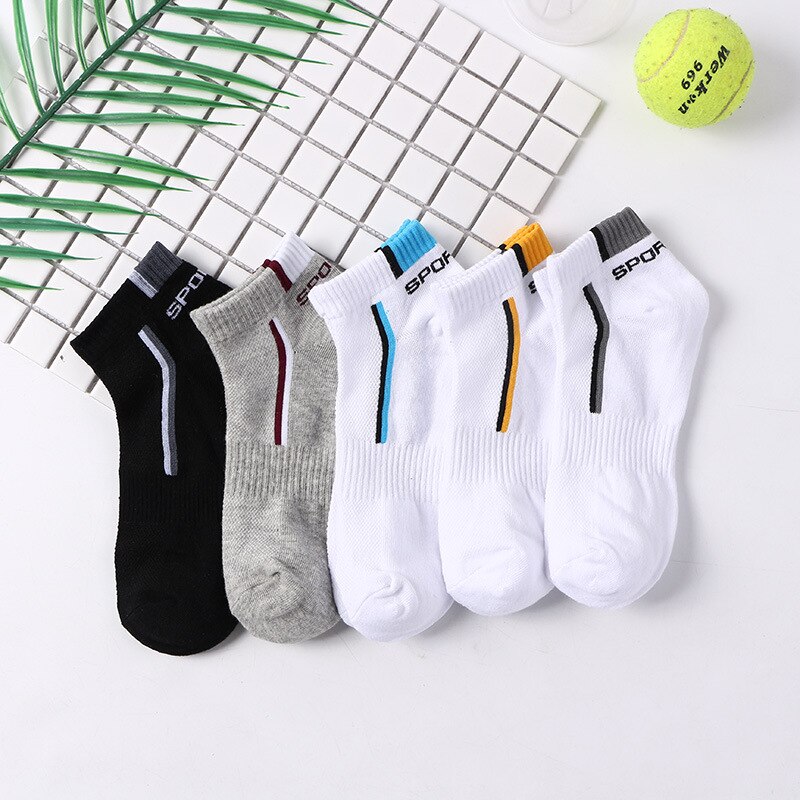 Calcetines cortos de algodón transpirables para hombre, calcetín deportivo, absorción del sudor, 5 pares de calcetas de baloncesto, para verano