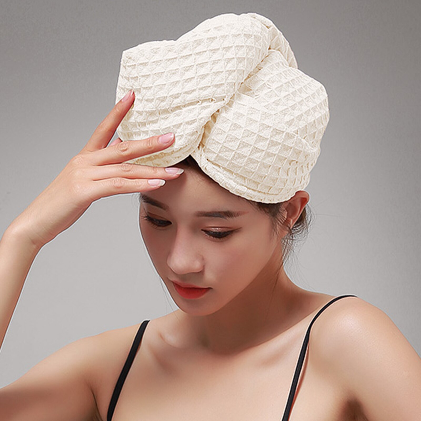 waffle fabric After Shower Hair Drying Wrap Towel Quick Dry Hat Cap Turban Head Bathing Tool Magic Microfiber Fast Dryer