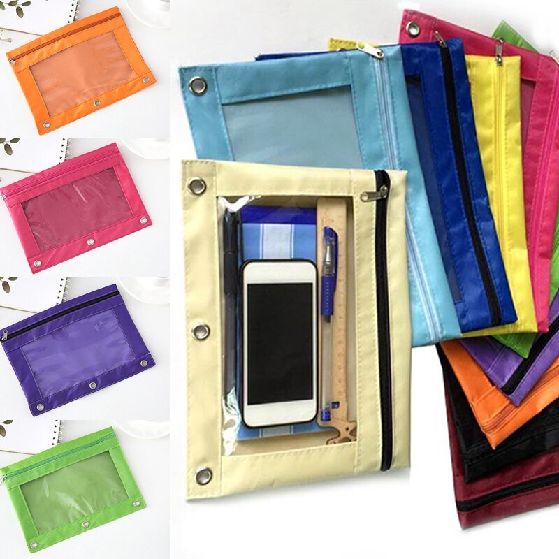 Sac porte-fichiers de documents | Sac de papeterie scolaire et de bureau 1Pc, sac à crayons avec fermeture éclair, pochette avec anneau Rivet, 3 trous