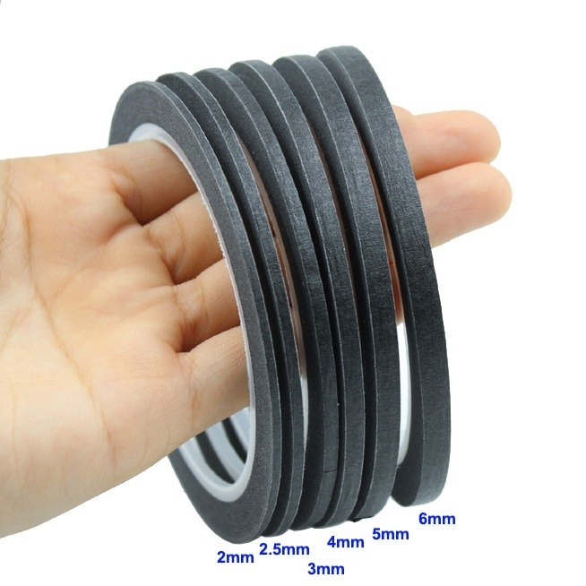 Black Thin Paper Masking Tape For Painting & Drawing & DIY Nail Arts & Pattern Making Draping Tape 25M