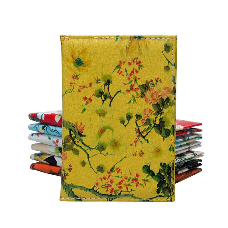 Zoukane Magnolia Pruim Boomtak Passport Cover Case Kaarthouder Reizen Accessoires Kleurrijke Paspoort Portemonnee ZSPC26: yellow