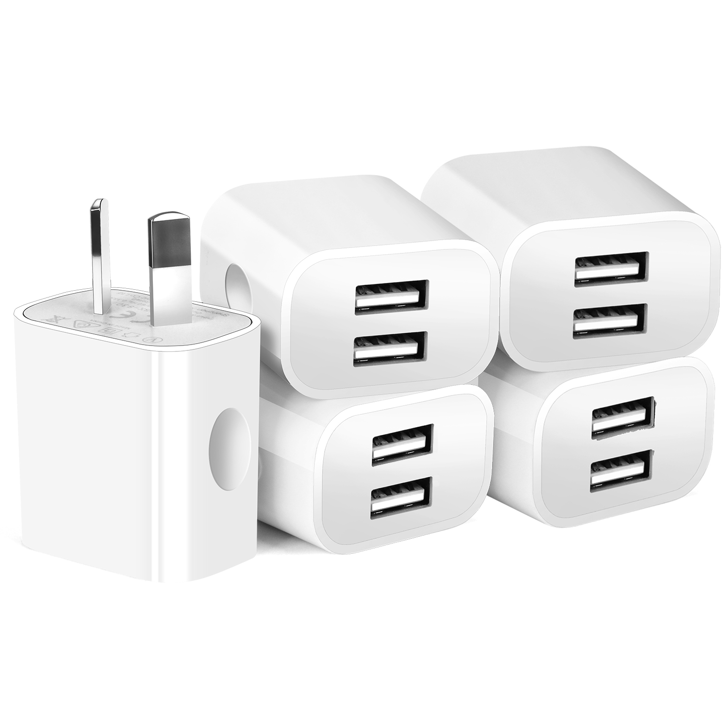 1/3/5/10 Uds cargador Universal 5V 2.1A adaptador de enchufe AU teléfonos móviles enchufe de alimentación de doble puerto adaptador de pared estándar para teléfono móvil: DE
