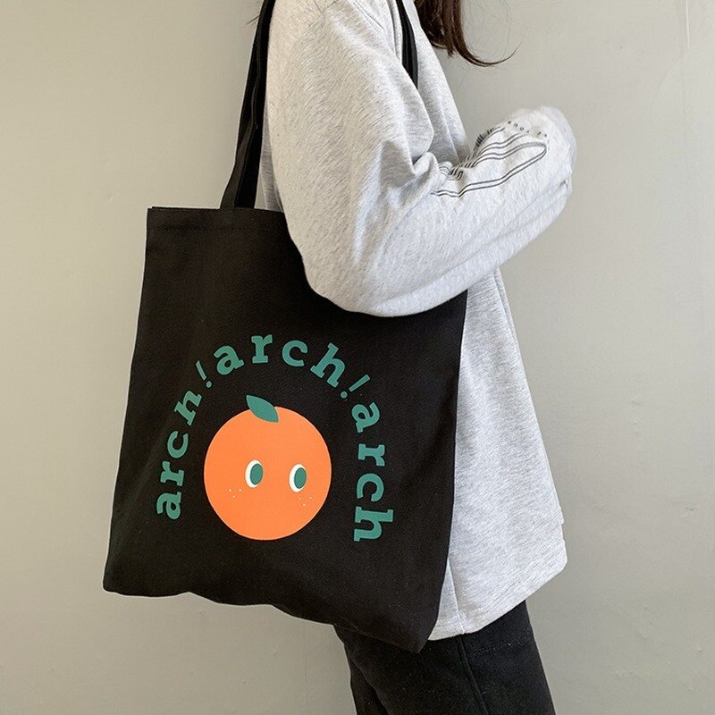 Femmes toile sacs à provisions dessin animé impression fourre-tout sacs coton tissu sac à bandoulière pour filles sacs à main Eco réutilisable Shopper sac
