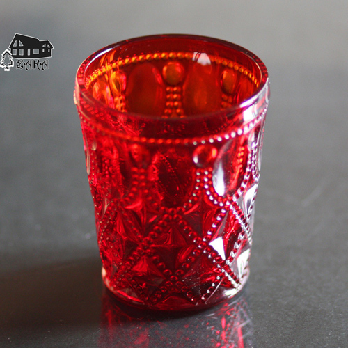 1 stk keyama europæisk flerfarvet retro udskåret gitter blyfri glas vand kopper juice glas kop bar dekorative briller: Rød / 101-200ml