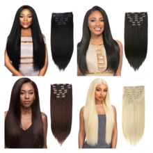 Natuurlijke Haar Clip In Extensions Lange Haarverlenging 20 Clip 24 Inches 7 Stks/set Zwart Bruin En Blond Kleur Door booming Haar