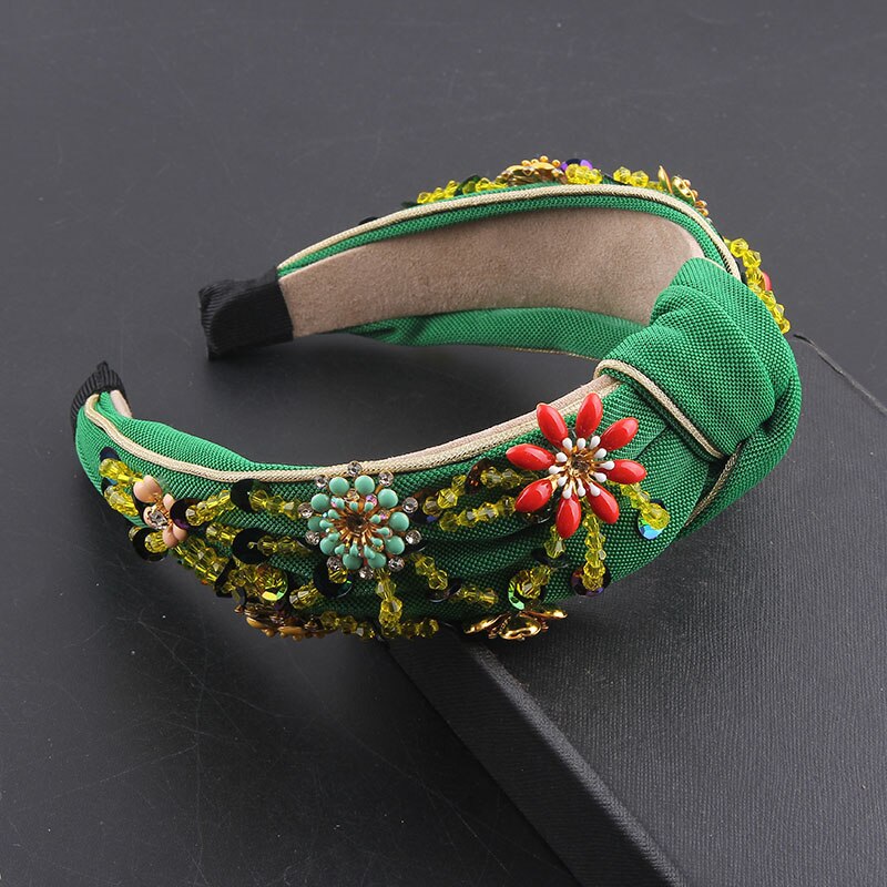 Bohemian flowers wrapped personality dance headband Colorful crystal flower geometric metal versatile headband 865: 7