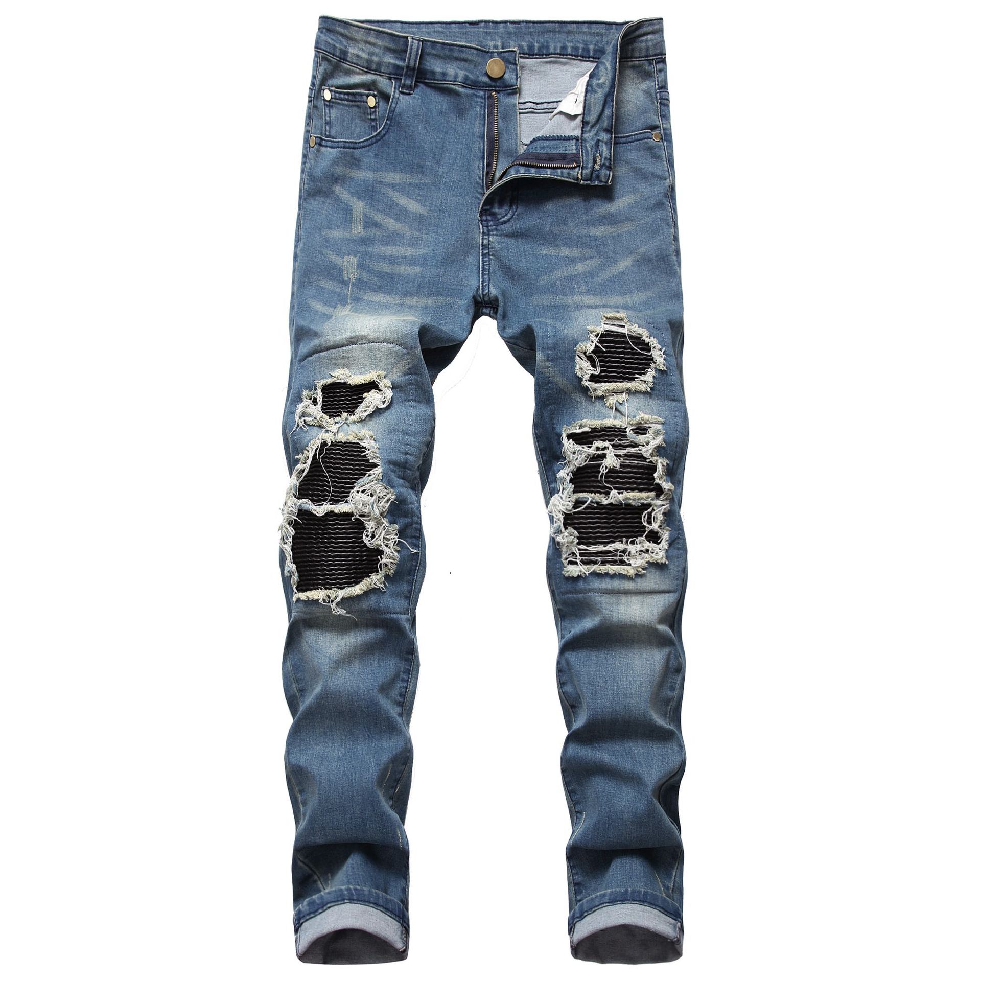 Denim concepteur trou jean déchiré pour hommes taille 28-38 40 automne hiver Plus velours HIP HOP Punk Streetwear