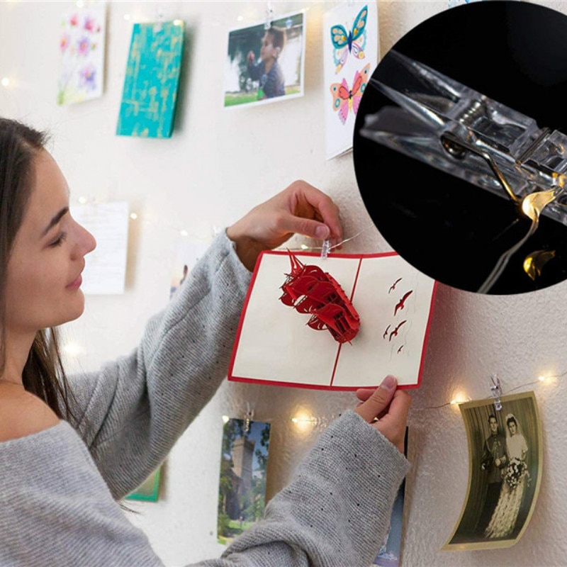 2M/5M/10M Photo Clip DIY LED String Lights Fairy Lights Outdoor USB Battery Operated Garland Christmas Decoration Room Wedding