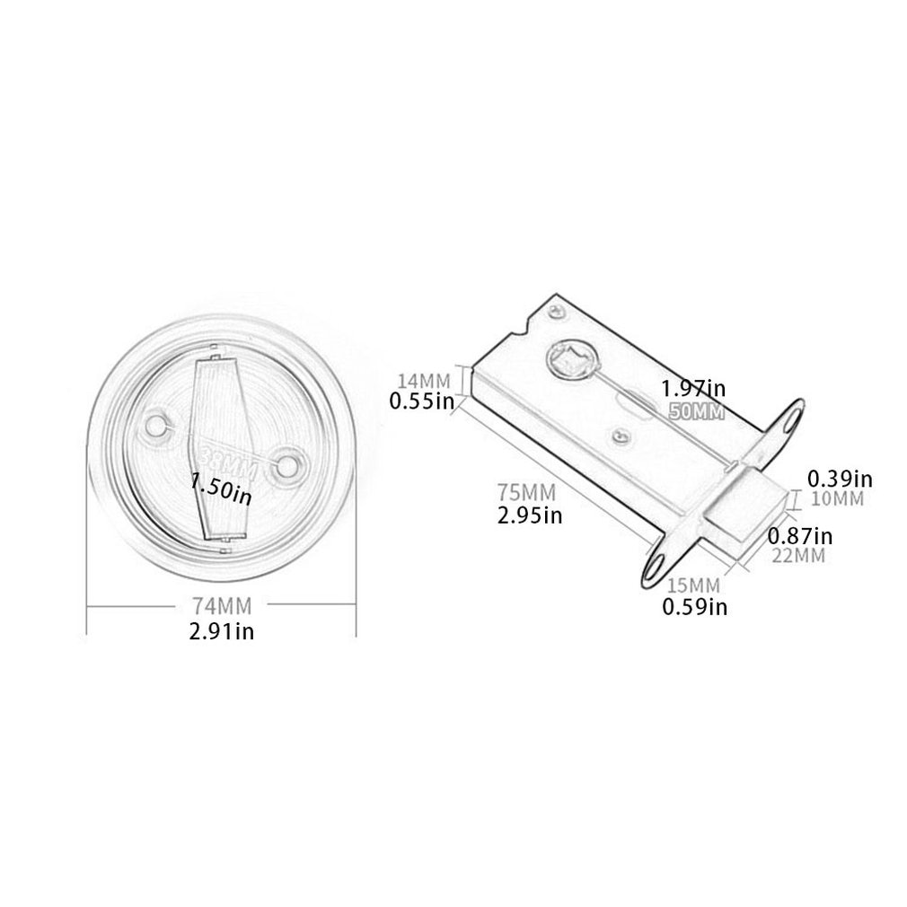 Stainless Steel Invisible Door Lock Single-Sided Lock Hidden Door Handle Double-Sided Single Tongue Dark Lock Ball Lock
