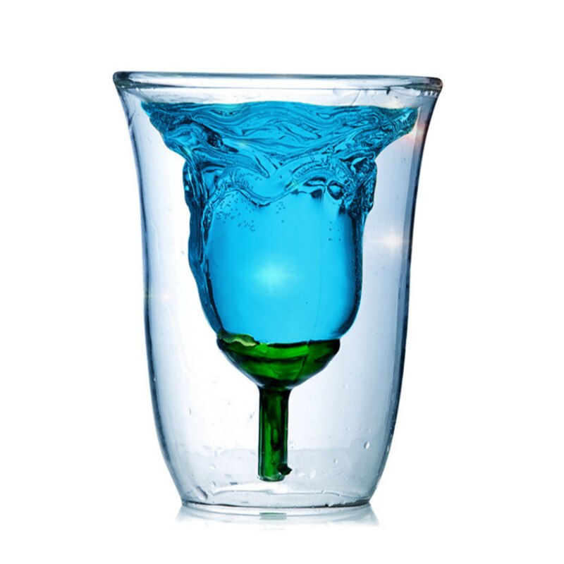 Bar Discotheque Rose Double-wall Red Copo Coppa Vetro Wine Glasses Cocktail Flip Liquor Shot Cup Vaso Household Lover 180ml