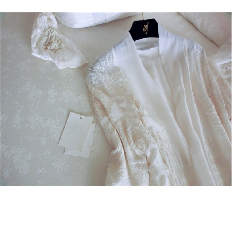 Babie lato damska luksusowe głębokie V miękki jedwab szaty rękaw 3/4 kwiatowy koszule nocne ubrania domowe 032