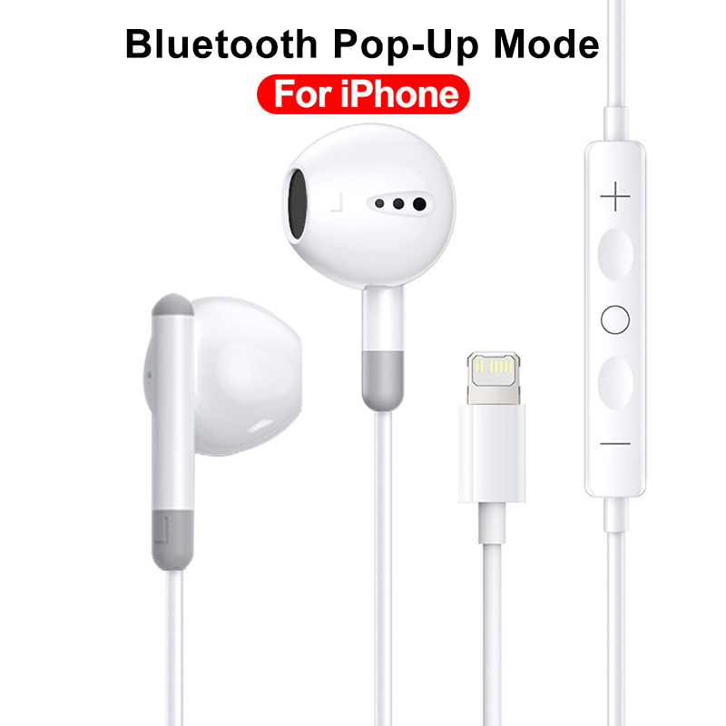 Für Apple iPhone 14 Beleuchtung Kopfhörer 13 12 11 Pro max xr xs x se 7 8 6 plus Bluetooth in Ohr Kabel Ohrhörer Telefon Zubehör: WHITE