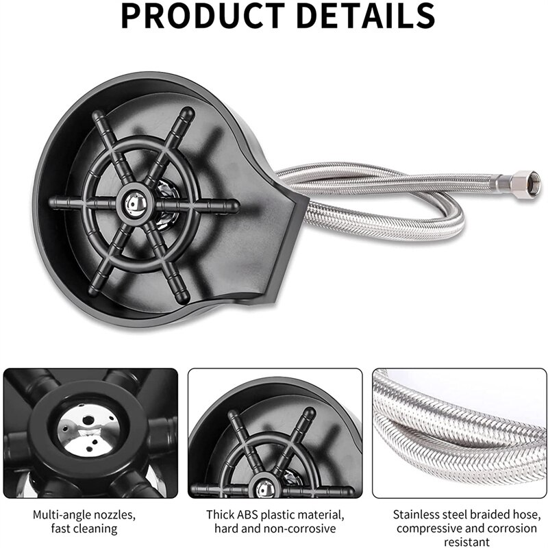 High Pressure Automatic Cup Washer Mute Mug Rinser Baby Bottle Cleaner Machine Sink Cleaning Accessories for Cafe/Bar/Home