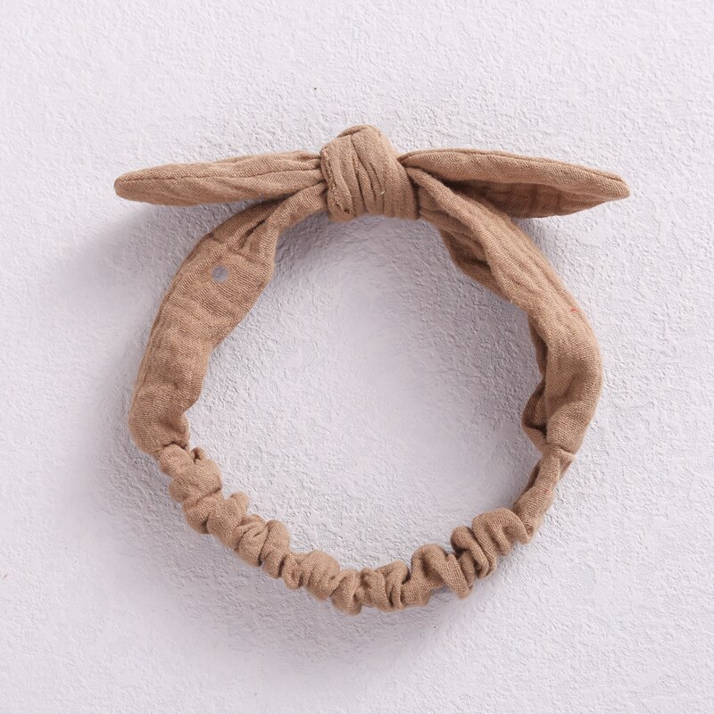 Cintas elásticas para el pelo para bebé, diadema de lino y algodón para niña, accesorios para el cabello con nudo, turbante con orejas de conejo para niño pequeño, lazos de Playa suaves: 10