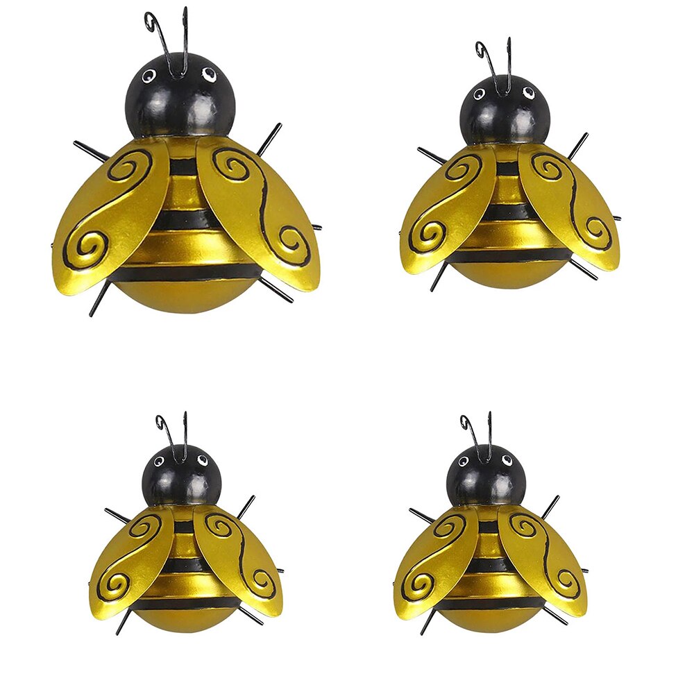4 Metal Garden Bumble Bee Fence Wall Mounted Ornament Decorations