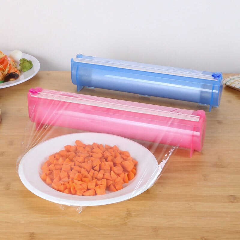Plastfolie dispenser aluminiumfolie hållare låda för skärning av film mat wrap plastfilm skärare kök film arrangör blå