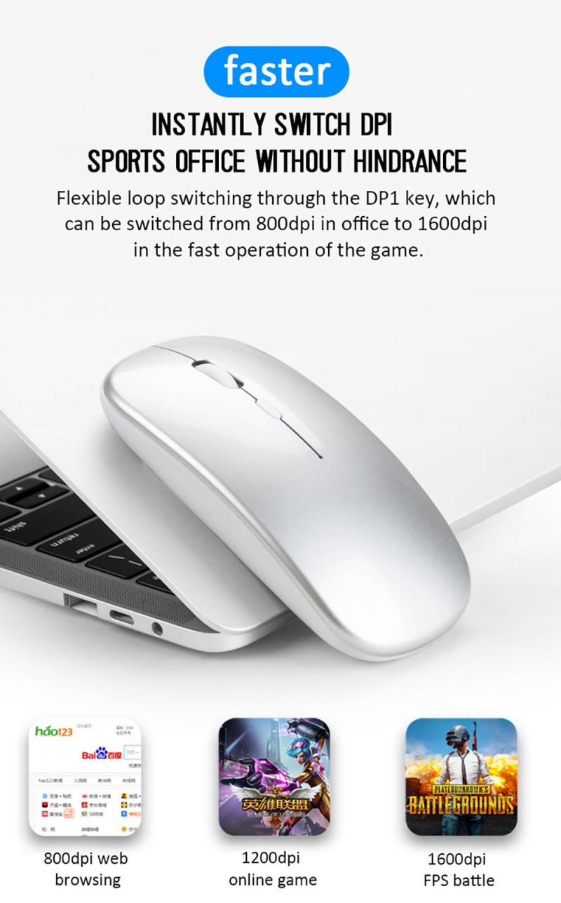 Stylish Bluetooth 5.0 Wireless Rechargeable Mouse Silent Dual Mode Optical Mouse 2.4G Mute Silent Ergonomic Notebook Mice