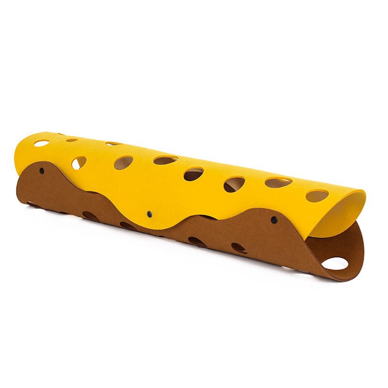 2 pièces de tunnel de bricolage pour chat, jouets pliables, tubes de nid pour petit chat: Yellow And Coffee