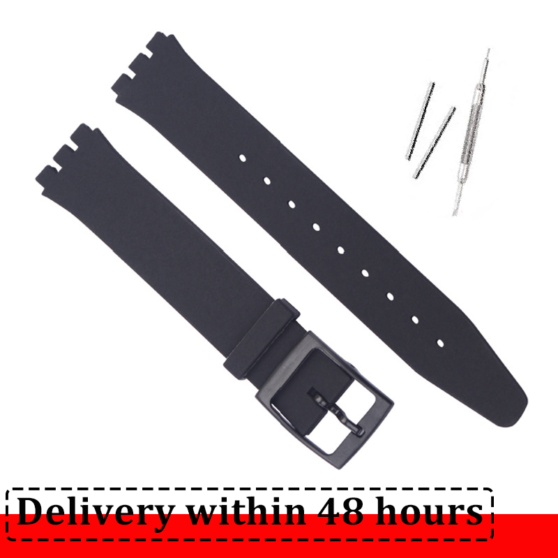 Silikonarmband für Swatch-Uhrenarmband, 16 mm, 17 mm, 19 mm, 20 mm, wasserdicht, weiches Gummi-Uhrenarmband, Handgelenk-Armbinde, Gürtel: Weiß Schwarz / 16mm