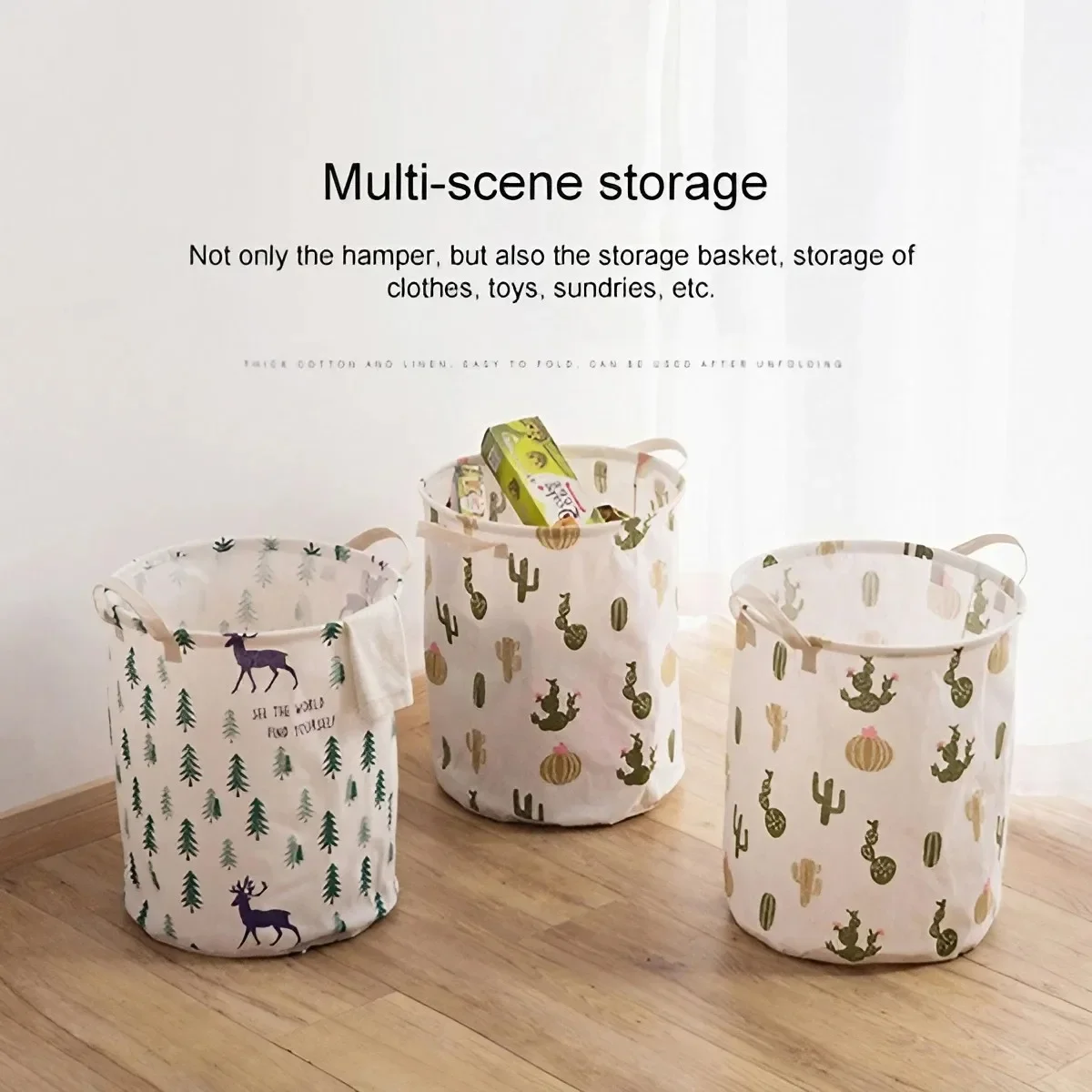 Waterproof Buggy Bag Foldable Dirty Laundry Basket Household Storage Bucket Clothes Toy Organizer 1PC