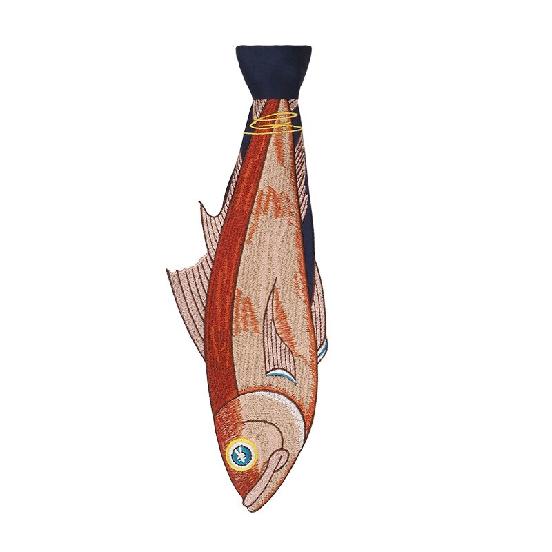 Cravate brodée en forme de poisson pour femmes, accessoires, inégal, amusant, arrivage: Default Title