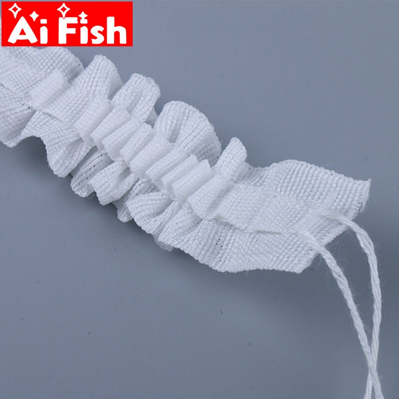 De algodón blanco mezcla 2 tire plisado cinta con 2,5 cm estrecha cortina ancha a cinta de gancho cortinas accesorios CP136 #40