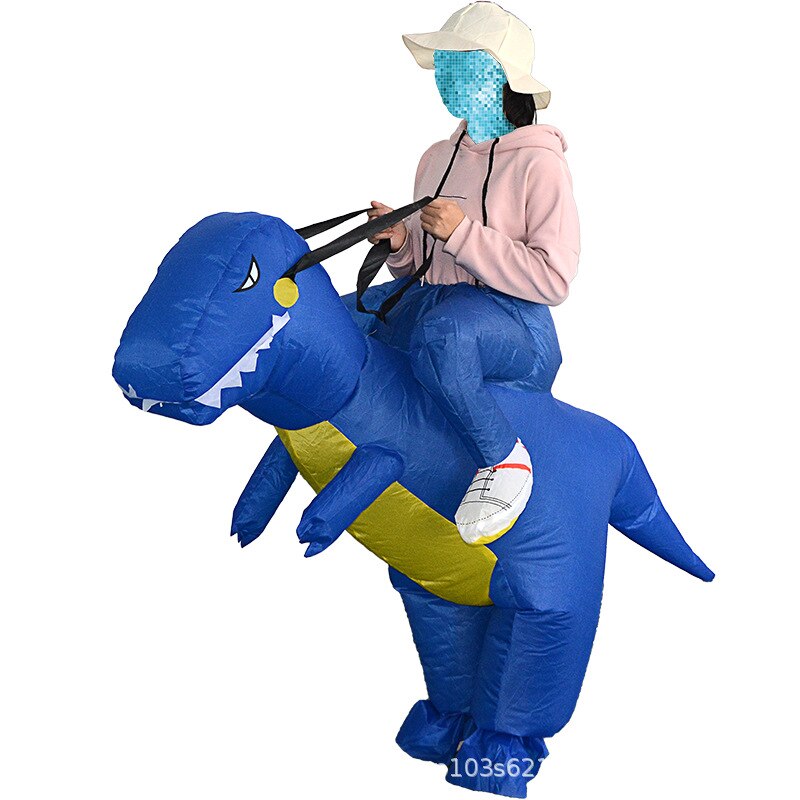 Inflatable 3D Dinosaur Costume party Cosplay costumes Fancy Mascot Anime halloween can ride Costume For adult kids Dino Cartoon: blue XS