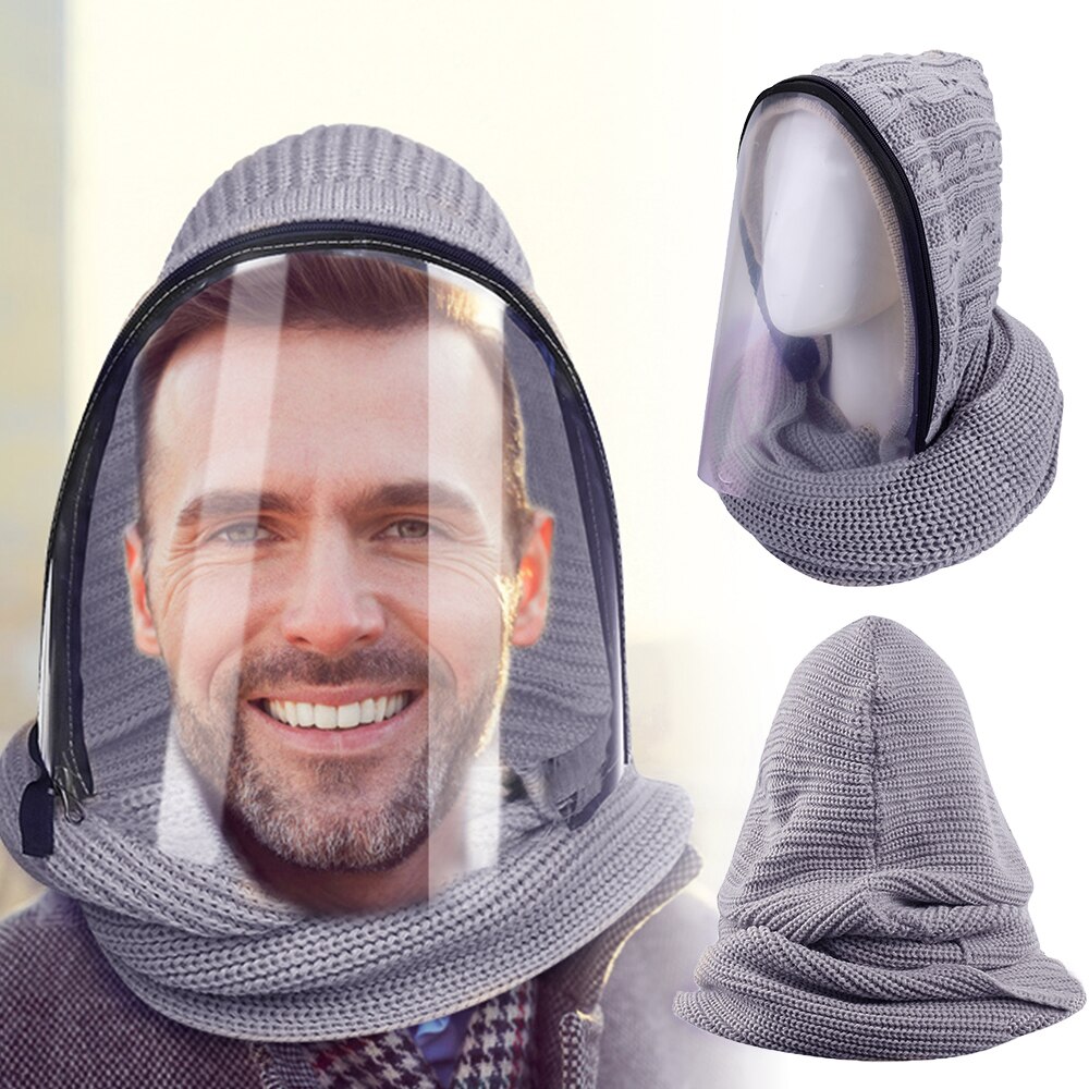 Hooded Face Wear Full Face Mask Outdoor Protector Sports Headwear Scarves Transparent Hooded Adult Hat Winter Warm Scarf