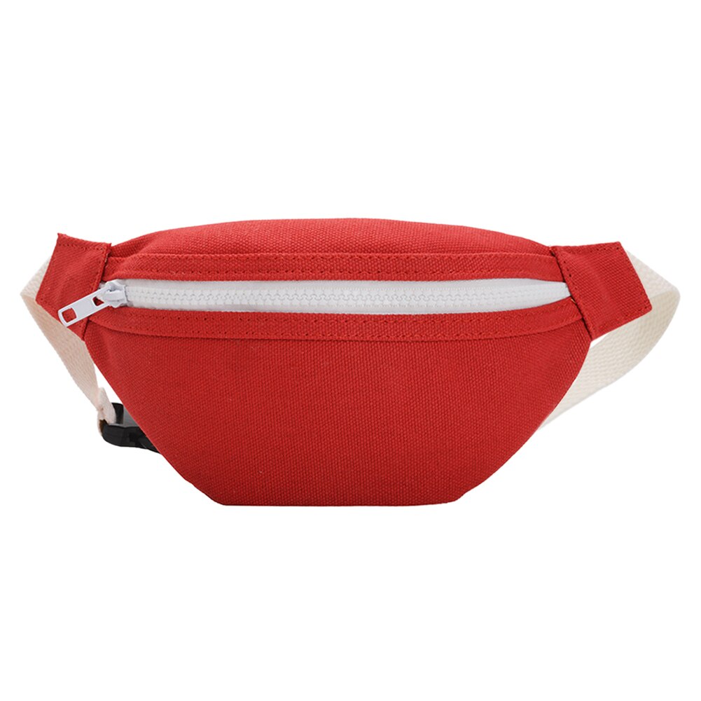 Bolso de cintura de Fanny Casual para niñas, bolso de lona con cinturón para el pecho, bolso de hombro ligero y informal con cremallera para mujeres: Rojo