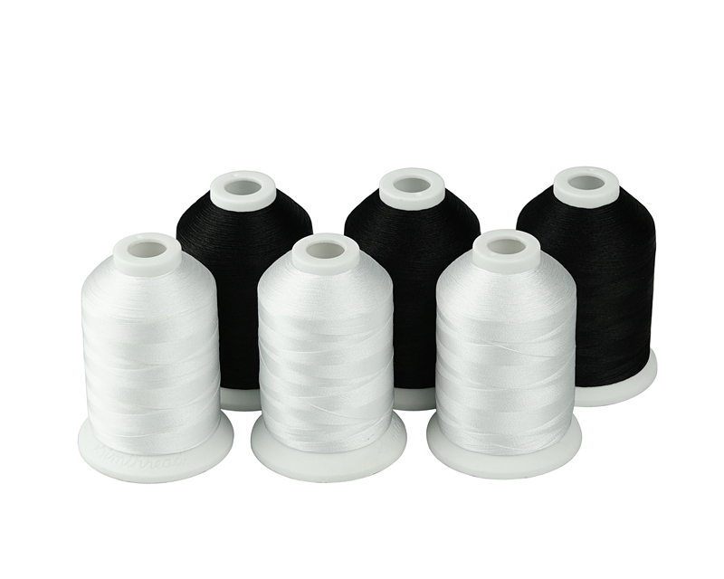 Simthread Polyester Embroidery Machine Thread Black And White Colors 1000 Meters Per Spool: 3B and 3W