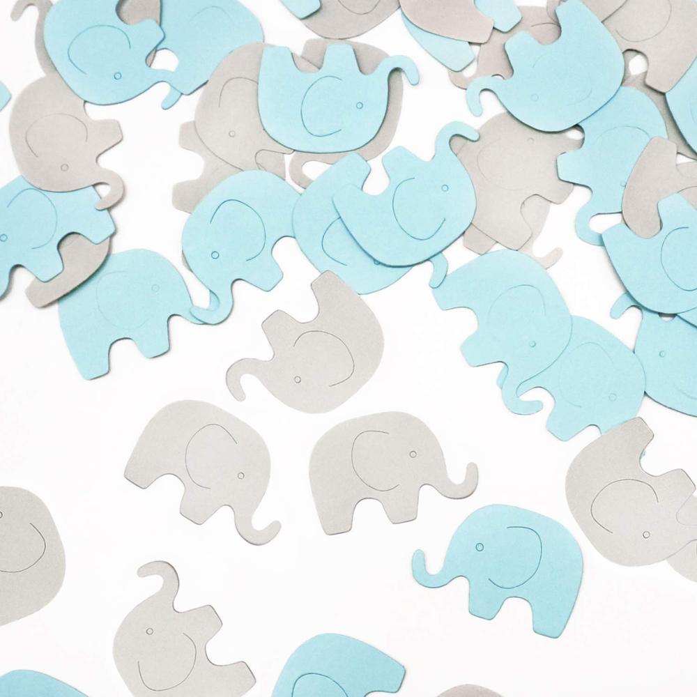 Confeti de papel de elefante para primer cumpleaños de niña y niño, relleno de para Celebración de bebé, suministros para fiestas temáticas, 100 piezas