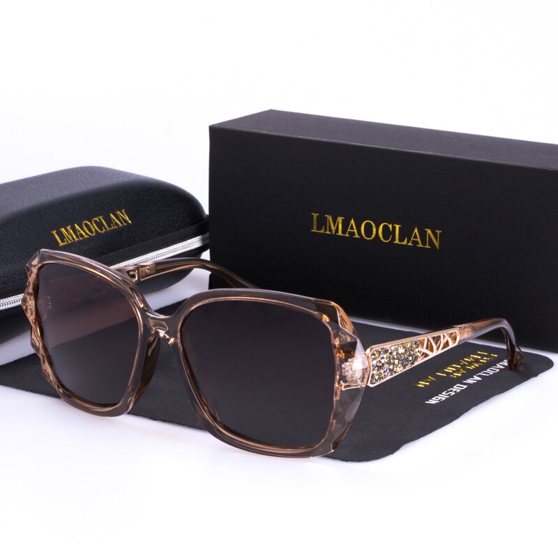 Luxury Brand HD Polarized Sunglasses Women Ladies Oversized Square Gradient Sun Glasses Female Eyewear Oculos UV400: New C04