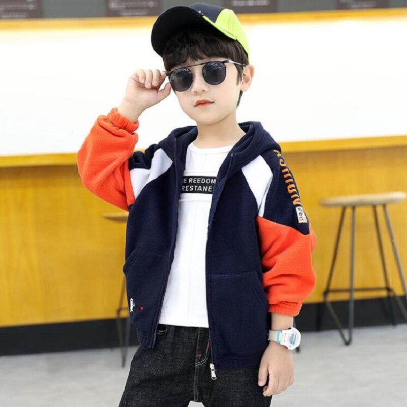 Capispalla per bambini primavera cappotto in pile per maglione Soft Shell con cappuccio per ragazzi scuola media pile polare per giacca abbigliamento per bambini
