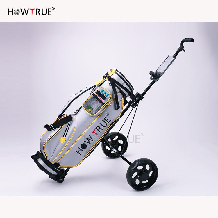 Golf trækvogn jern sort justerbar golfvognvogn 2 hjul push pull golfvogn aluminiumslegering foldbar vogn med bremse