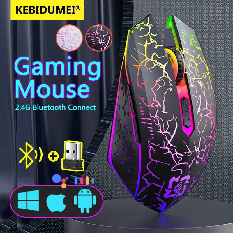 Souris de jeu sans fil Rechargeable 2.4GHz USB souris Bluetooth souris ergonomique silencieuse e-sports rétro-éclairage souris PC pour ordinateur
