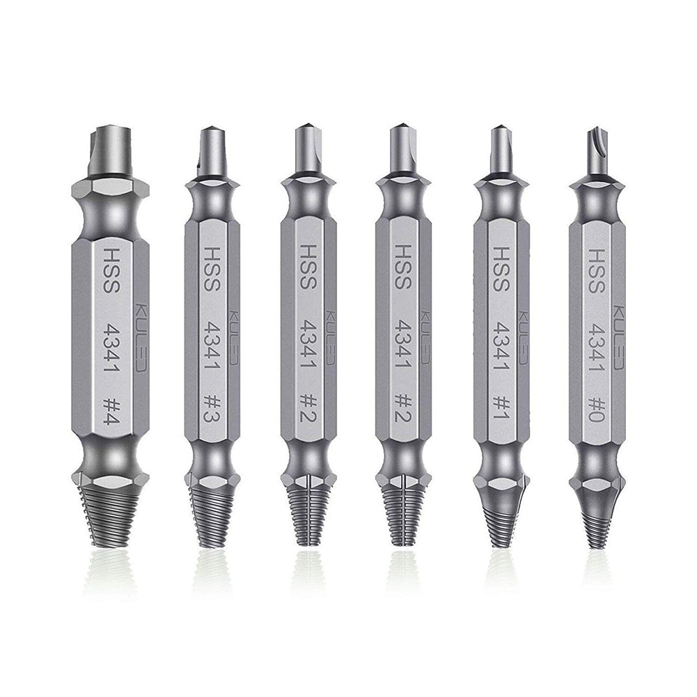 6Pcs Boren Beschadigd Tapeinduithalerset Boor Set Uit Gebroken Schroef, bout Remover Stripped Sloop Gereedschappen