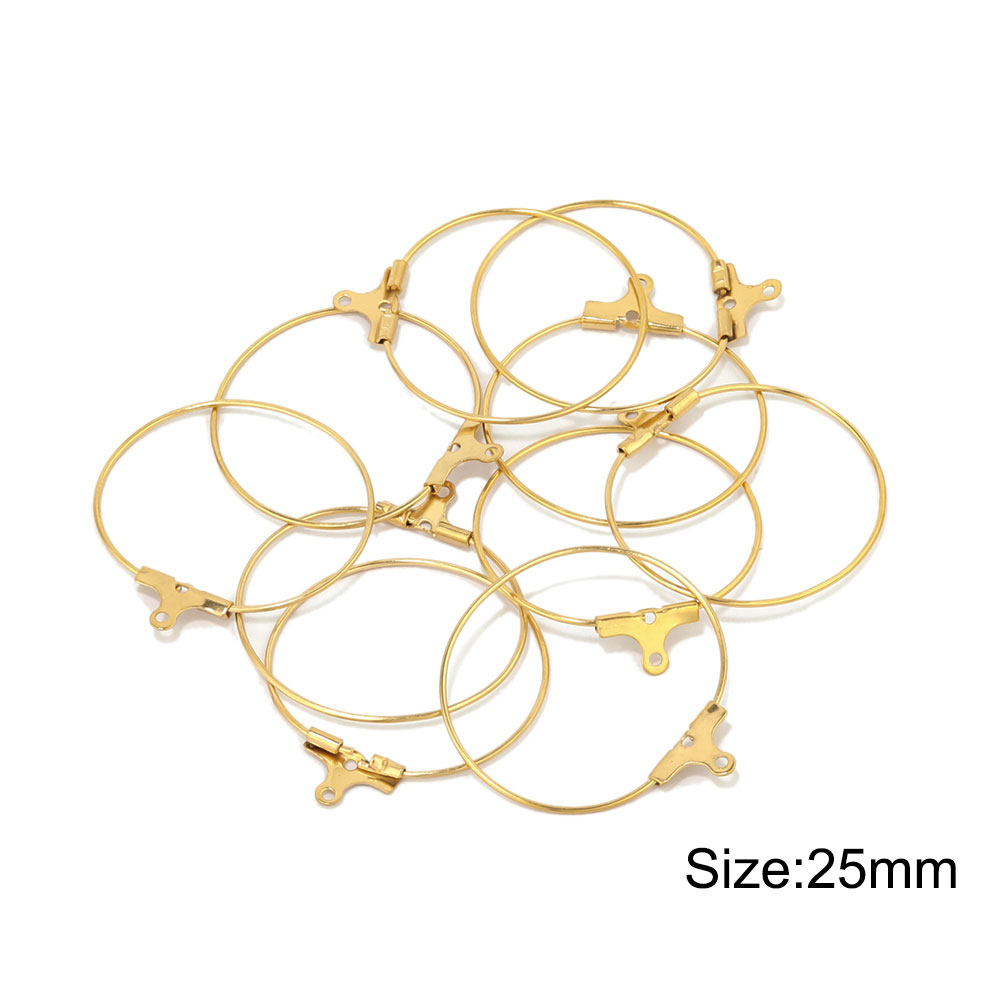 Pendientes de aro de acero inoxidable para mujer, aretes grandes de 20/25/30/35/40/45mm, Conector de ganchos de alambre para oreja, fabricación de joyas DIY, 20 piezas: Negro