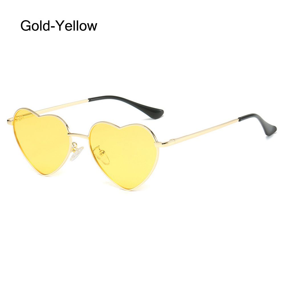 2022 nuove donne cuore occhiali da sole Vintage telaio in metallo occhiali da sole polarizzati alla moda a forma di cuore occhiali UV400 Eyewear per esterni: Gold-Yellow