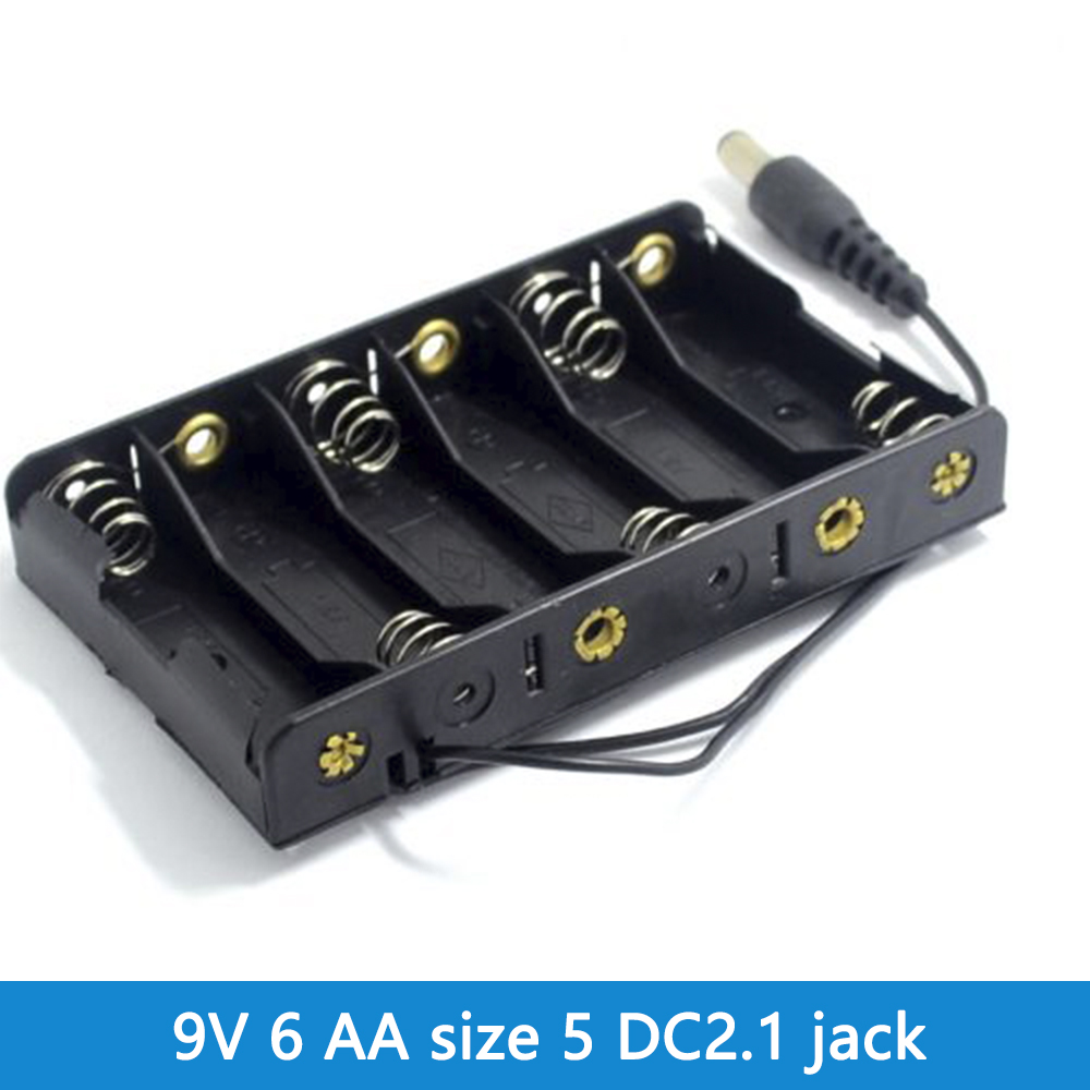 Batterijhouder - 1-6 Slots AA/18650 - met Draad - voor Arduino DIY Kit: Legergroen